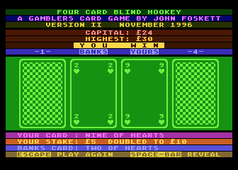 Four Card Blind Hookey
